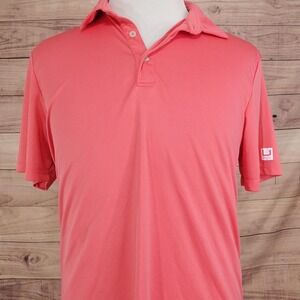 Huk Polo Shirt Mens L Red 100% Polyester Fishing Short Sleeve Collared